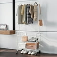 thumbnail image 3 of Laundry Basket with Wheels Rolling Laundry Hamper Laundry Sorter Cart Shelf Hanging Rack,White, 3 of 12