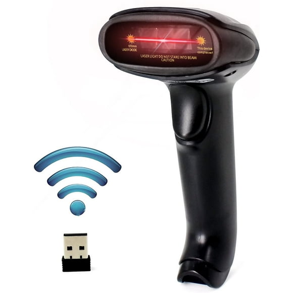 USB Wireless Barcode Scanner,Alacrity Handheld Laser Barcode Reader (2.4GHz Wireless & USB2.0 Wired) with Receiver