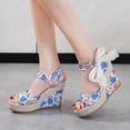 thumbnail image 2 of Fesfesfes Wedges For Women's Peep-Toe Wedges Shoes Wedge Heel Lace Up High Heels Luxury Sandals 6.5(38), 2 of 9