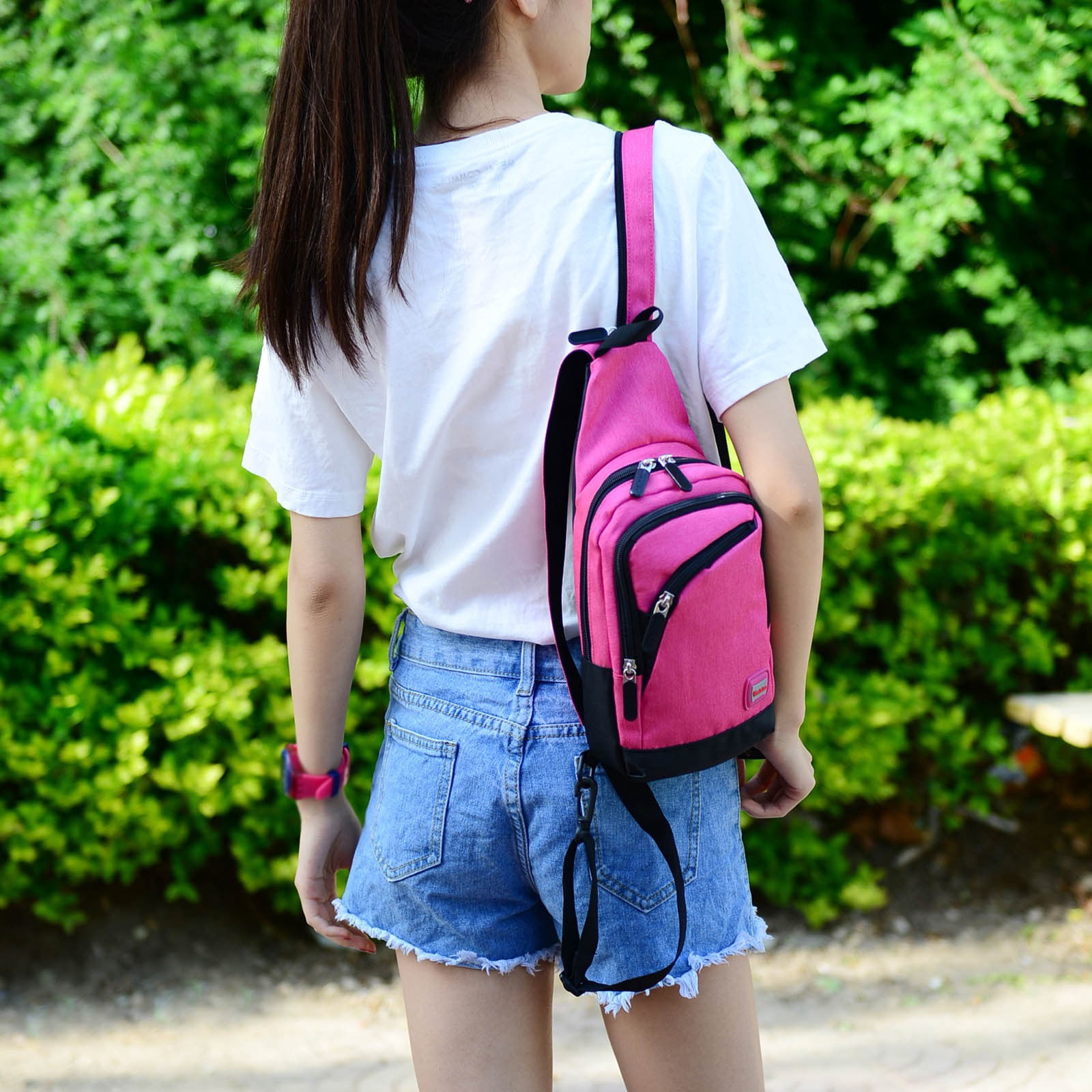 Stylago Womens Sling Backpack with Convertible Strap Mens Travel Crossbody Bags Multiple Compartments Hiking Chest Bag for Sports Pink