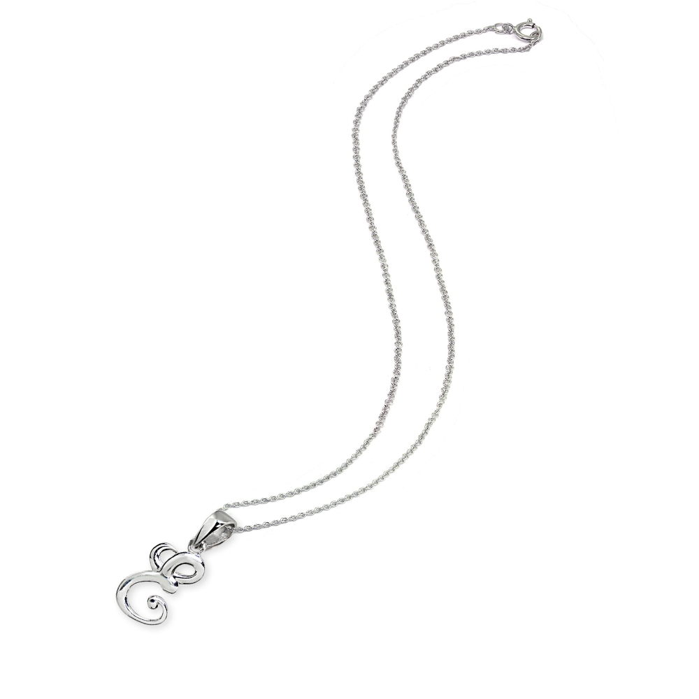 E Letter Initial Alphabet Name Personalized 925 Sterling Silver Pendant Necklace
