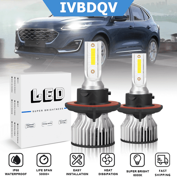 For Ford Escape 2008-2012 LED Headlight H13/9008 High/Low Beam Bulbs 6000K Bright White Pack of 2