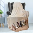 thumbnail image 4 of High Heels Soft Flannel Fleece Throw Blanket, Classy Sleek Different Woman Shoe Pairs on Wooden Floor and Grungy Wall Photo, Cozy Plush for Indoor and Outdoor Use, 60" x 80", Multicolor, by Ambesonne, 4 of 5