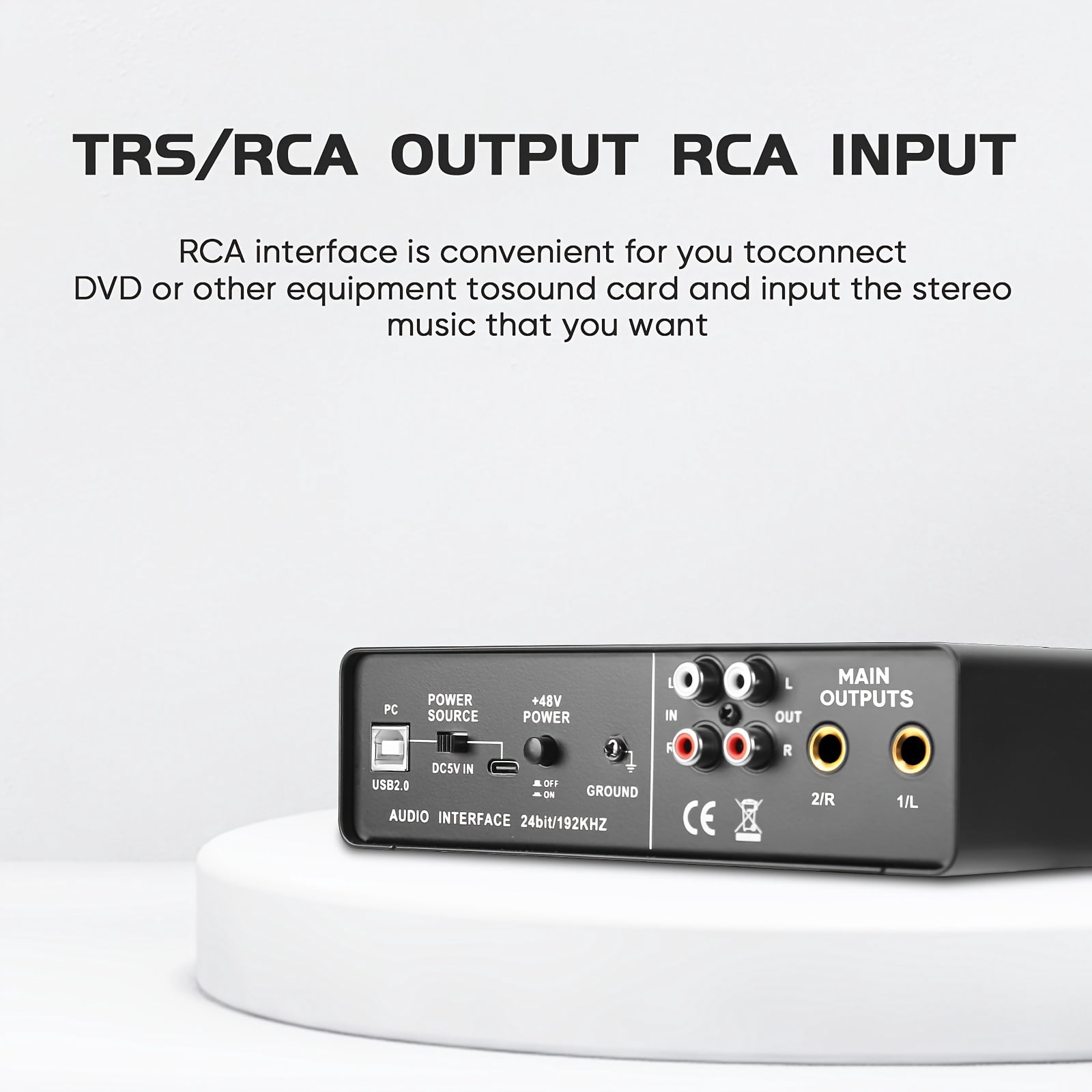 2-Channel USB Audio Interface | 24-bit/192kHz, Low Latency, Dual 48V Phantom Power, Ultra-Low Noise, Studio-Grade Sound for Home Studios, Podcasts, Live Broadcasts |, Metal, USB Powered