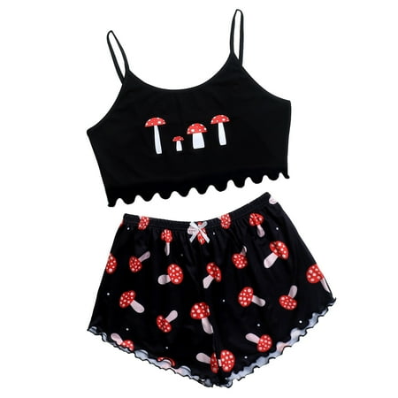 

Women s Pajamas Sets Sexy Pajamas for Women Elegant Casual Printed Frill Hem Housewear Suspender Vest Suit H9840 Summer Pajamas Suspender Suit Two Piece H9840-5 Red S Halloween Pjs Women S6233