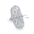 thumbnail image 4 of Bling Jewelry Womens Art Deco Style Filigree Pave Cubic Zirconia CZ Full Finger Fashion Statement Ring, 4 of 6