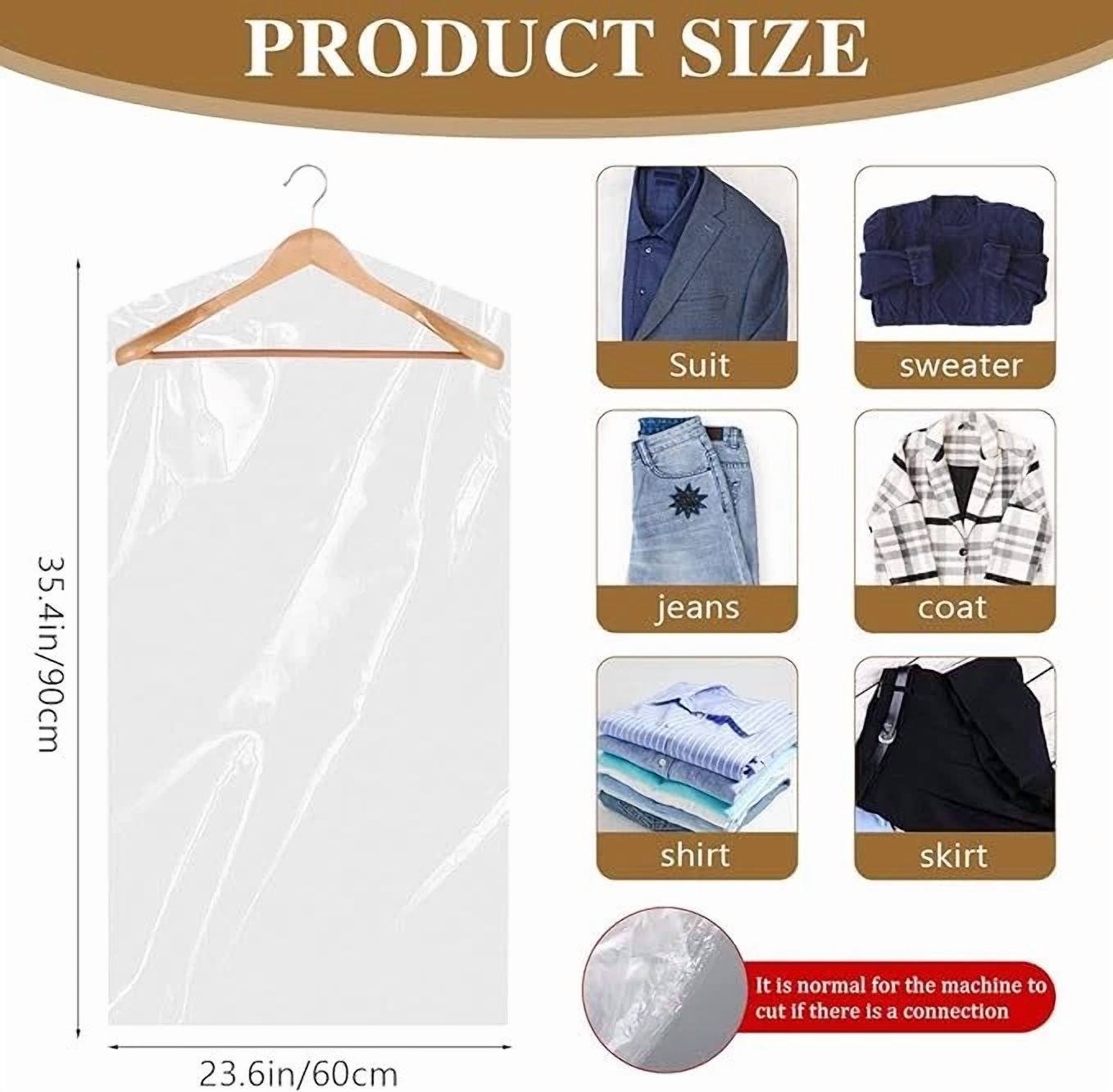 BUTTERFLY- 20 Pack Garment Bags For Hanging Clothes Plastic Garment Bags Clear Clothe Cover