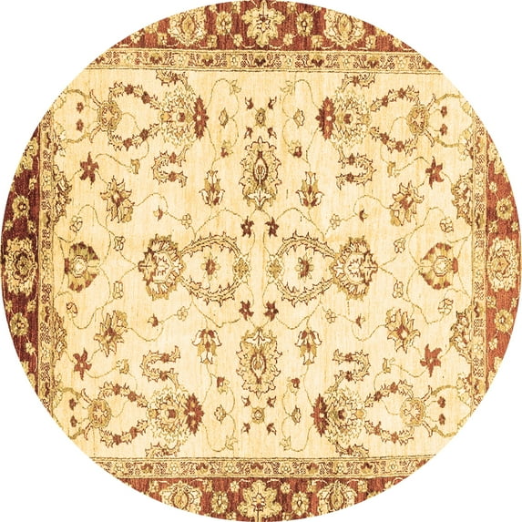 Ahgly Company Indoor Round Oriental Brown Traditional Area Rugs, 7' Round