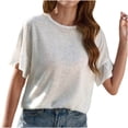 thumbnail image 1 of Blusa de manga corta con cuello redondo para mujer, regalo para mujer Fridja  hjk6501, 1 of 6