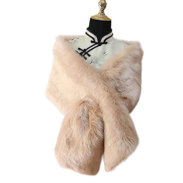 Chal de piel sintética para mujer, abrigos de piel con cuello de piel sintética para fiesta, cubierta de boda nupcial de invierno