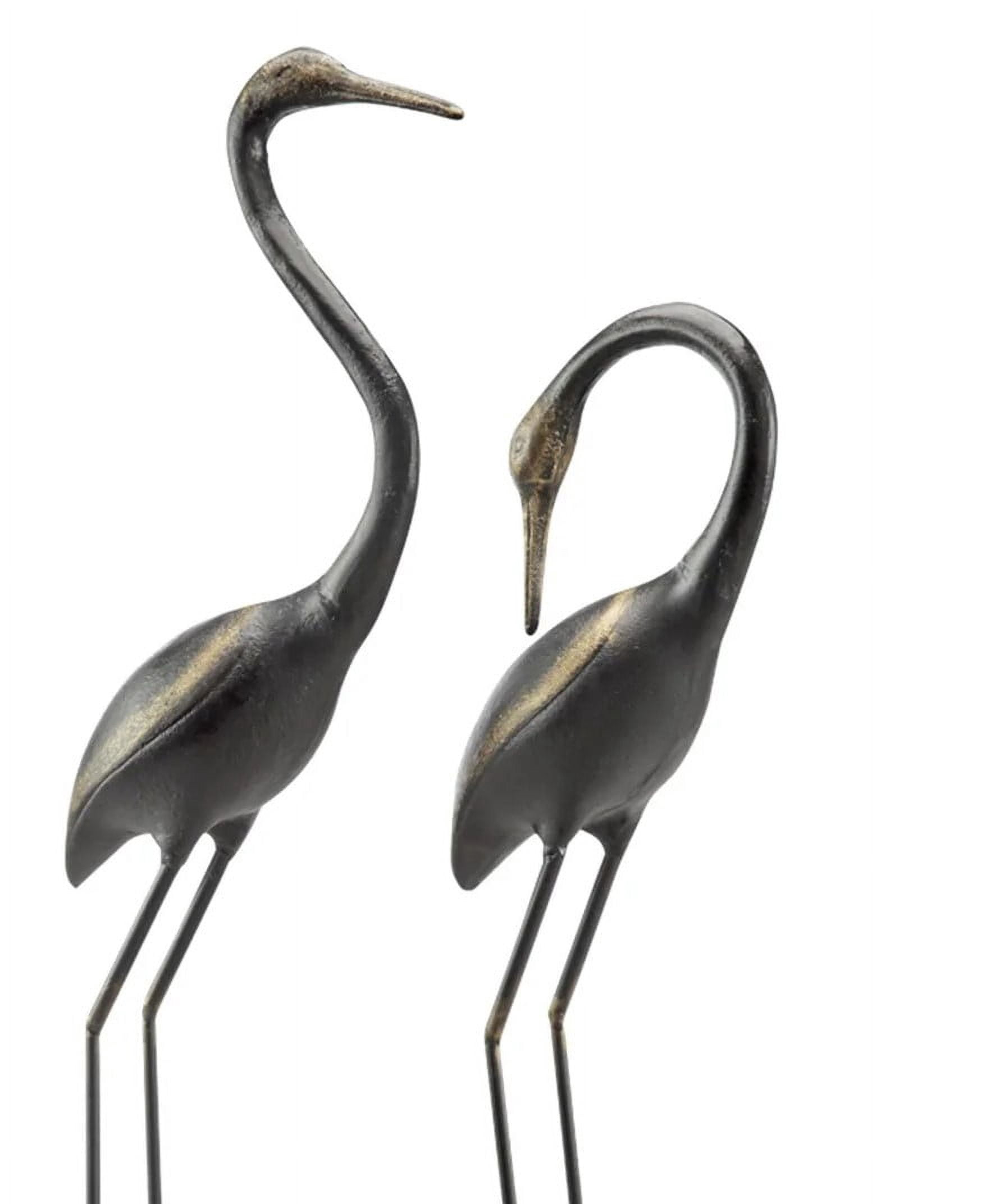 Crane Pair Antique Bronze Metal Garden Sculpture