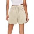 thumbnail image 2 of Womens Premium Soft Linen Shorts with Pockets Comfort Relaxed Fit Elastic Waist Summer Pull On, 2 of 7