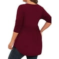 thumbnail image 3 of LANREMON Women's Plus Size Henley Shirts V Neck Button Tunic Tops Casual Long Sleeve Swing Flowy Blouse, 3 of 6