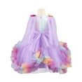 thumbnail image 4 of Girls Long Sleeve Dress Pageant Princess Tulle Dress for Kid Tiered Birthday Party Wedding Bridesmaid Flower Girl Dresses Purple 3-4 Years, 4 of 6