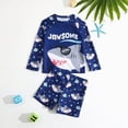 thumbnail image 2 of TOWED22 Baby Boys Swim Set Short/Long Sleeve Rash Guard Set for Toddler Boys Two Piece Bathing Suits Swimwear(Dark Blue,6-7 Y), 2 of 7