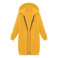thumbnail image 5 of Otntypg Long Hoodie Tops for Women Fashion Fall Winter Full Zip up Drawstring Long Sleeve Fleece Lined Hooded Sweatshirts Loose Fit Casual Outwear Coat with Pockets Yellow XXL, 5 of 5