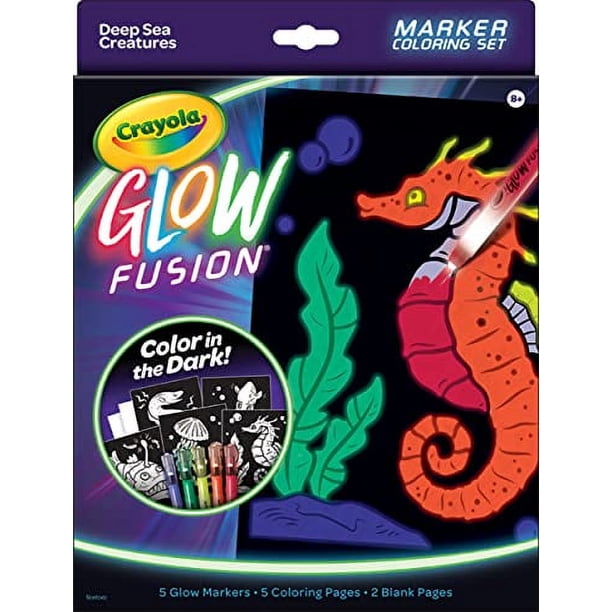 Set para colorear Crayola Glow Fusion Deep Sea Critters, 12 unidades