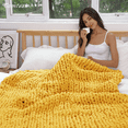 thumbnail image 6 of Comtest Chunky Knit Throw Blanket Chenille, Turmeric, 47"x71"(Home Size), 6 of 7