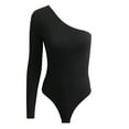 thumbnail image 4 of HXWCHs Women's Loose Fit Jumpsuit, Stylish Women's off Shoulder One Sleeve Bodysuit Jumpsuit with Tank top and Long Sleeve Design M Black, 4 of 4