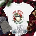 thumbnail image 2 of Funny Christmas Santa Claus Stay Merry And Bright Print T-Shirt Summer Letter Print T Shirt Women Men Short Sleeve Loose Shirts, 2 of 5