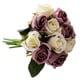 thumbnail image 3 of Ramo de rosas artificiales de 12 cabezas, paquete de flores de simulación, decoración del hogar, adorno de flores falsas para bodas, blanco púrpura Speravity HA7941-06B, 3 of 6