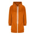 thumbnail image 4 of idosla Long Hoodies for Women Zip Up Double Zipper Fleece Jacket Tunic Sweatshirts Fall Winter Fashion Clothes (Orange, XL), 4 of 4
