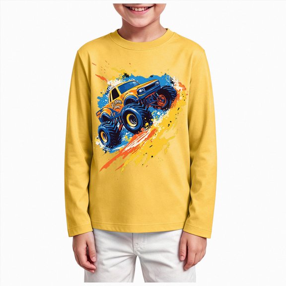 Gubotare T Shirt Kids T-Shirt Boys Girls Cartoon Long Sleeves Tee Clothes Casual Top Size 11-12 (Yellow,11-12 Years)