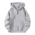 thumbnail image 3 of Cnbwig Hoodies for Teen Girls Trendy 1/4 Zip Up Loose Hoodie with Bow Print Drop Shoulder Sweatshirt Spring Winter Outerwear Pullover Hoodies Fall Shirts Grey S, 3 of 3