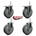 thumbnail image 2 of 6 Inch Gray Poly Swivel 5/8 Inch Threaded Stem Caster Set 2 Total Lock Brakes, 2 of 2