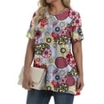 thumbnail image 5 of Fantaslook Plus Size Womens Tunic Tops Short Sleeve Casual Floral Shirts Swing Flare Dressy Blouses, 5 of 9