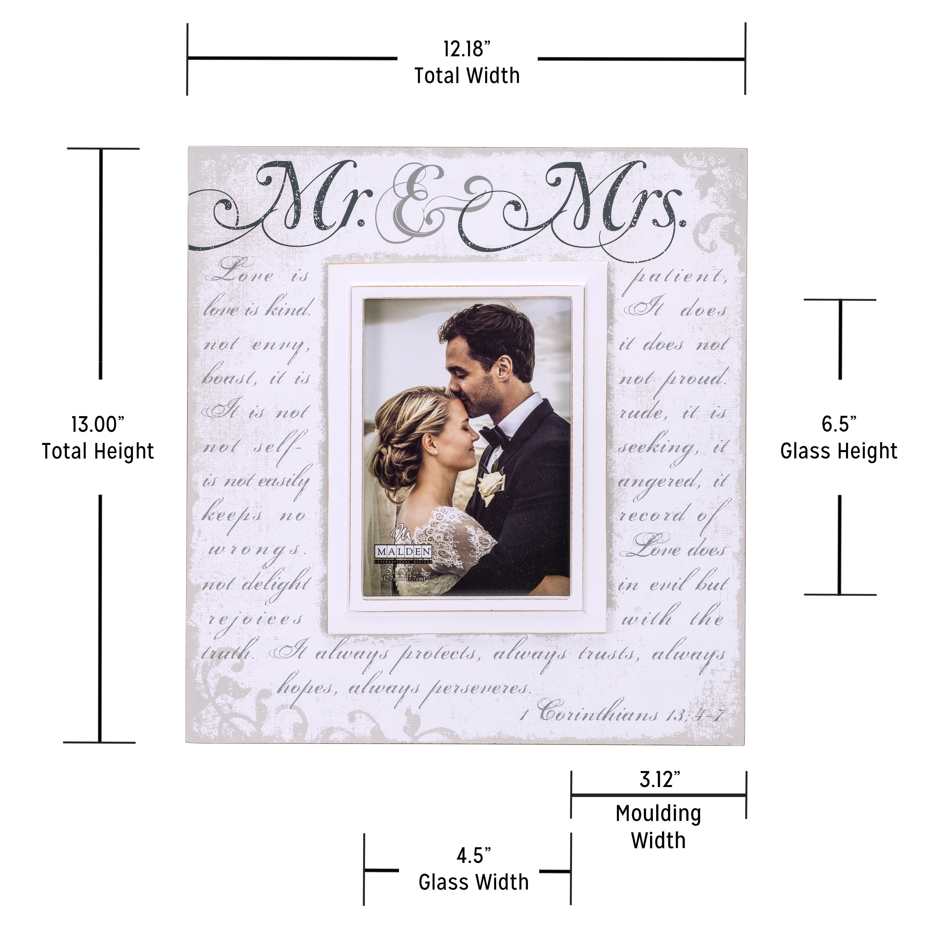 Malden 5" x 7" Mr. & Mrs Wedding Photo Picture Frame