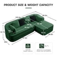 thumbnail image 3 of YIYADO 106 Inch Teddy Cloth Assembly-Free 32D Boneless Sofa, Contrast Color Design, Fluffy and Comfortable Sofa with L Shape Recliner, Living Room, Green, 3 of 5