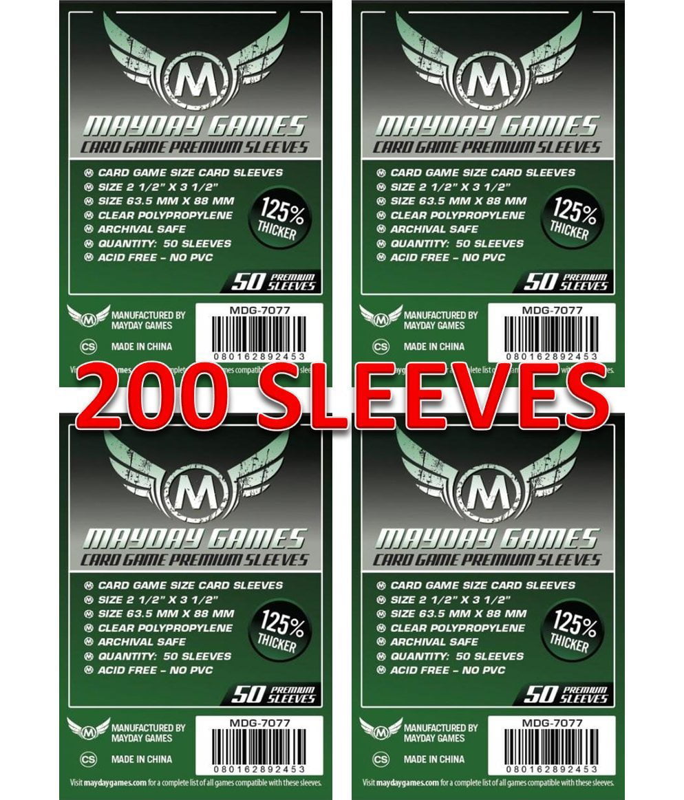 200 MAYDAY GAMES Standard Size Board Game Card Sleeves 63.5 x 88mm 4x 50ct 
