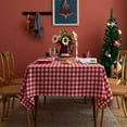 thumbnail image 5 of Mantel de fiesta de Navidad con cuadros rojos y blancos, nórdico, sencillo, de algodón y lino, rectangular, para mesa, 5 of 5