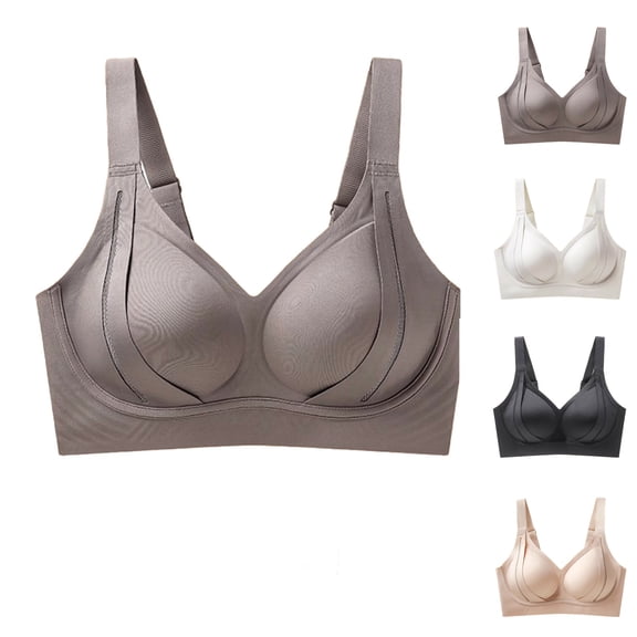 Bixock Bras for Women Push Up Wireless Bras Solid Color Seamless Bras Thin Breathable Soft Support Side Breast Control Everyday Casual Daily Bras
