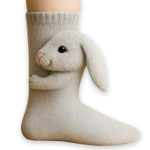 Sunvit-Panties Unisex 3D Plush Animal Socks - 100% Polyester Soft, One Size Fits Most for Adults & Teens, Color A, Bunny/Red Panda/Koala, Machine Washable Loungewear/Gift,Size Free Size