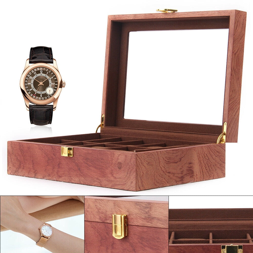 6/10/12 Slots Watch Box Watch Case Watch Display Case Storage Organizer Wooden Display Box Holder Jewelry Storage Organizer Jewelry Box