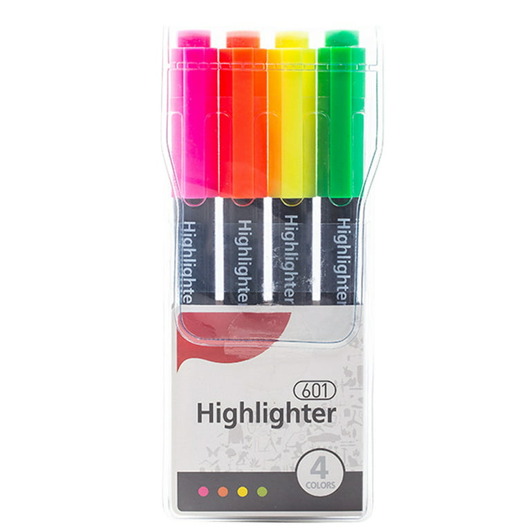 6 Pcs/Pack Portable Colorful Highlighters Set Colored Markers Pens Set Chisel-Tip Markers Kids Adult Coloring Supplies, Dark Color 4 Colors