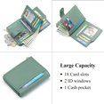thumbnail image 4 of Genuine Leather Wallets for Women RFID Blocking Bifold with Zipper Pocket, 2 ID Windows, 18 Card Slots, Green, 4 of 7