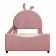 thumbnail image 5 of [Luckynote]Twin Size Upholstered Daybed with Rabbit Ear Shaped Headboard, Pink, 5 of 10