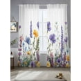 thumbnail image 2 of Spring Floral Sheer Curtains 84 Inch Length 2 Panels Set, Semi Transparent Voile Rod Pocket Curtains for Living Dining Room Bedroom Drapes Purple Flowers Colorful Summer Botanical, 2 of 6