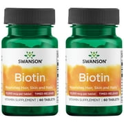 Swanson Biotin - Timed-Release 10,000 mcg 60 Tabs 2 Pack