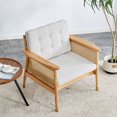 thumbnail image 4 of Accent Leisure Chair Modern Minimalist Rattan Like Solid Wood Sofa 1-Seat Cushioned Sofa for Living Room Bedroom, 4 of 7