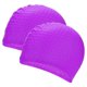 thumbnail image 1 of Uxcell Gorro de Natación de Silicona en Forma de Lágrima, Paquete de 2 para Mujeres y Hombres, Sombrero de Natación Impermeable y Antideslizante [Morado], 1 of 6