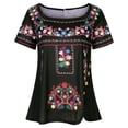 thumbnail image 2 of Birdeem Mode Femme Blouse Imprimée Décontractée Manches Courtes T-Shirt Été Boutons Hauts, 2 of 4