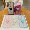 thumbnail image 4 of Compatible with Samsung Galaxy S22 Ultra Cute 3D Love Heart Phone Case,Glitter Bling Clear S22 Ultra Case Curly Wave Frame Case Women Soft Shockproof Cover (Purple, Samsung Galaxy S22 Ultra), 4 of 12