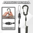 thumbnail image 3 of Uxcell Coiled Lanyards with Buckle Retractable Safety Ring and Quick Release Detachable Buckle for Fishing Equipment Black 59 Inch, 3 of 7