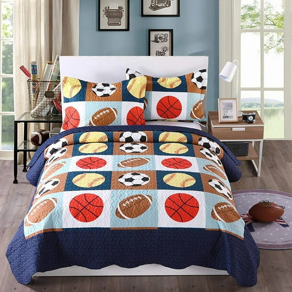 2/3pcs Basketball Quilt Bedspread Comforter Set Throw Blanket A13