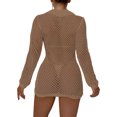 thumbnail image 2 of Kmbangi Robe de Plage en Tricot Ajouré pour Femmes, Manches Longues, Col à Revers, Maillot de Bain, 2 of 5