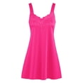 thumbnail image 3 of Endives Satin Nightgown for Women Summer Sleepdress Spaghetti Strap Sleep Dress Chemise Nighty Midi Nightshirt Summer Pajama Dress Nightie Bridal for Women Hot Pink L, 3 of 4